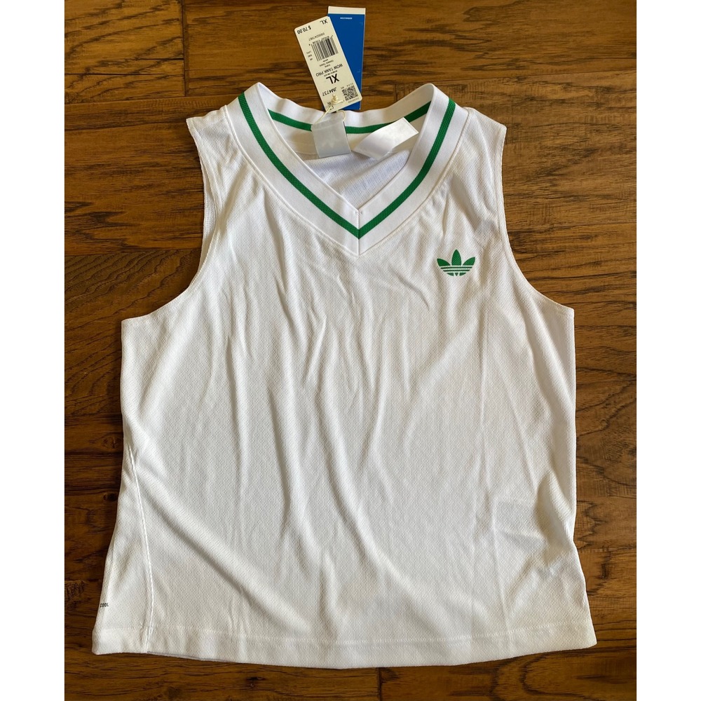 Adidas Originals Wow Tank Pro Womens XL White Green Tennis Top JM4737 NWT